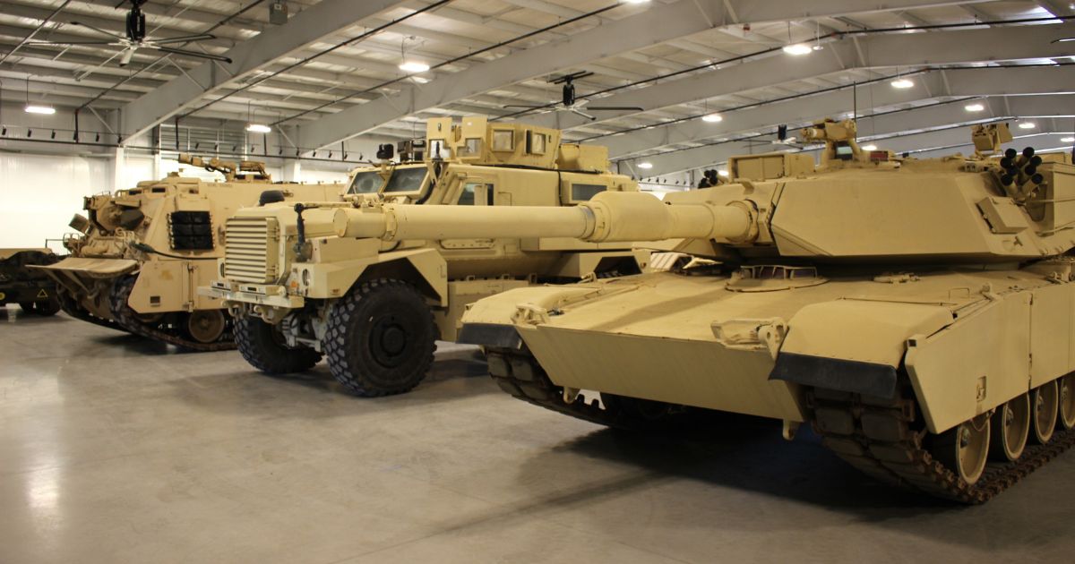 military vehicles inside the Tucson Military Vehicle Museum