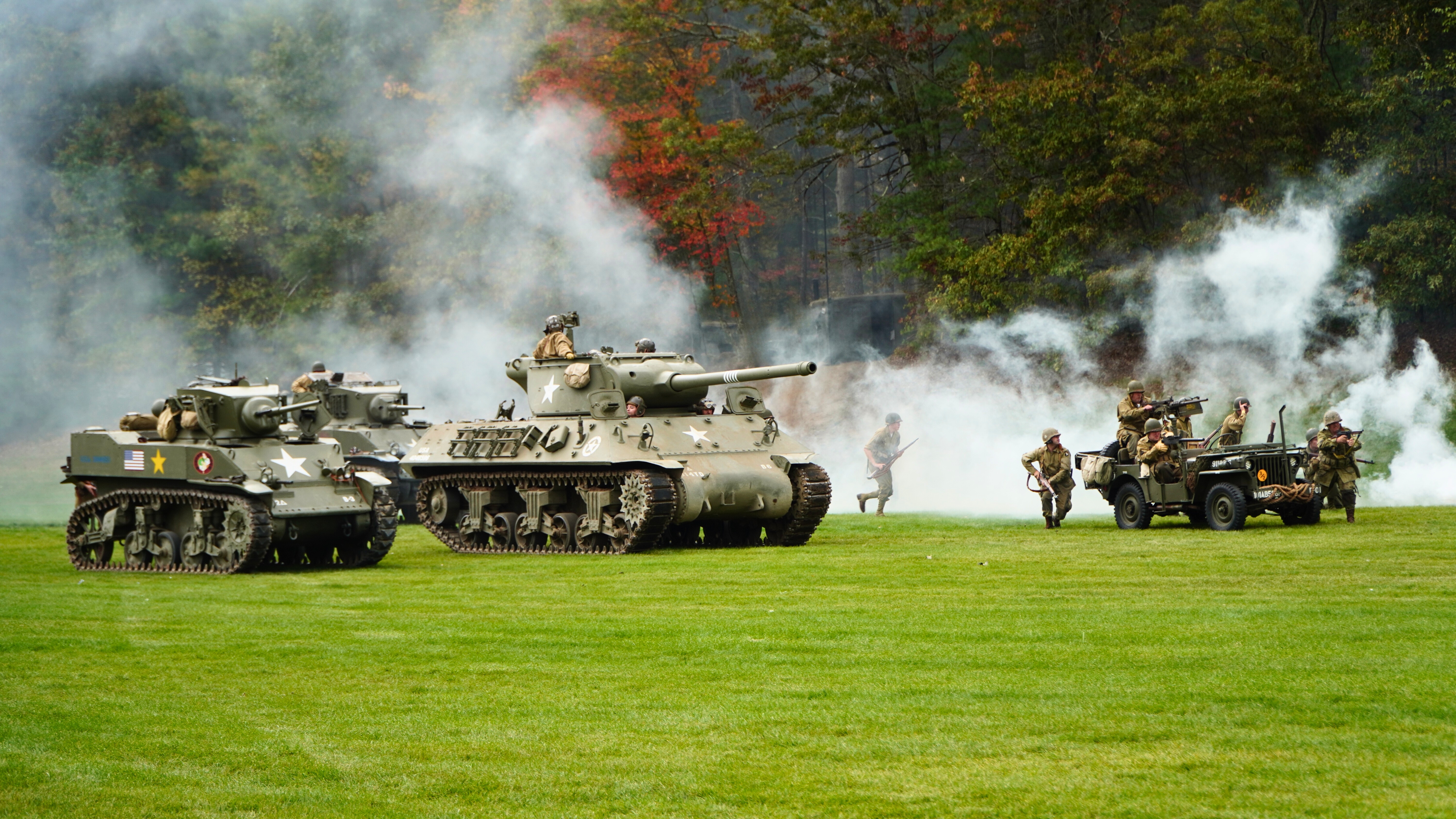 Allied troops wading ashore from a landing craft on D-Day